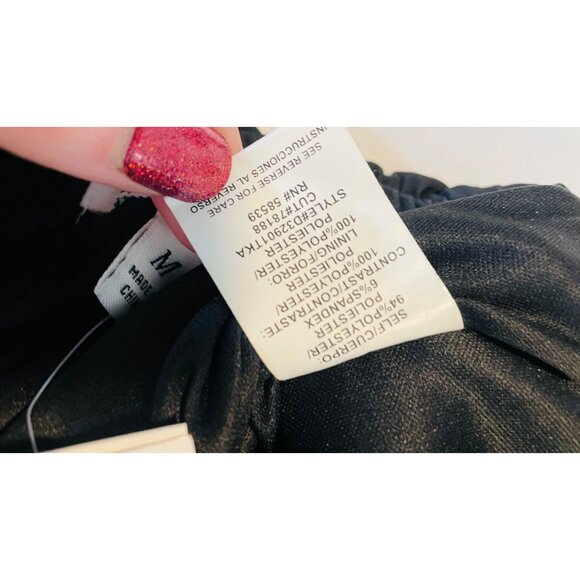 Strapless Black Ruched Mini Dress Women Sequins Size M Speechless Partywear - Picture 6 of 16